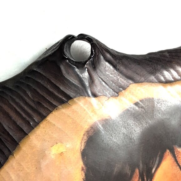 Vtg "Crying Boy" Dorothy Oxboro Indigenous Art Decoupage on Wood 8.5x11" Sealed - Picture 3 of 9